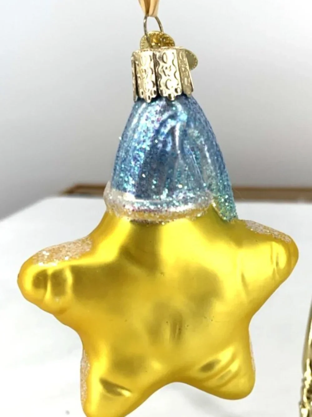 Old World Christmas Radiant Star Glass Ornament Small Gold 3.5